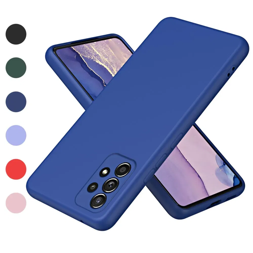 Color: army green, Material: PU - Solid Silicone Protect Case For Samsung Galaxy A13 A23 A33 A53 A73 A12 A22 A32 A52 A52S A72 A04 A04S A14 A24 4G A34 A54 Cover