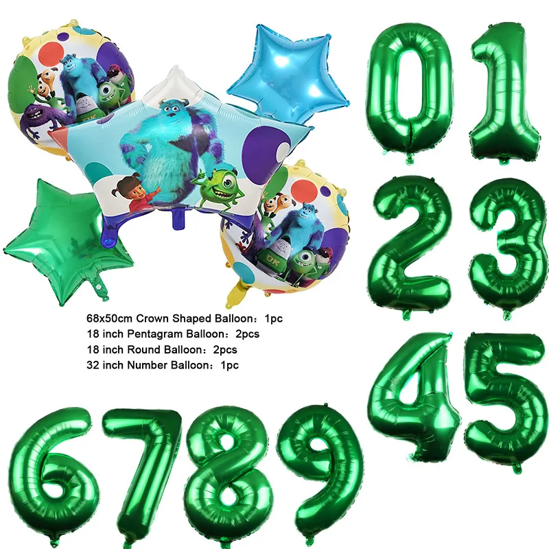 Color: light green, Capacity: 450 ml - Monsters University Monsters, Inc. Theme Birthday Party Decoration Metallic Gem Shaped Balloon Crown Shaped Balloon Baby Shower
