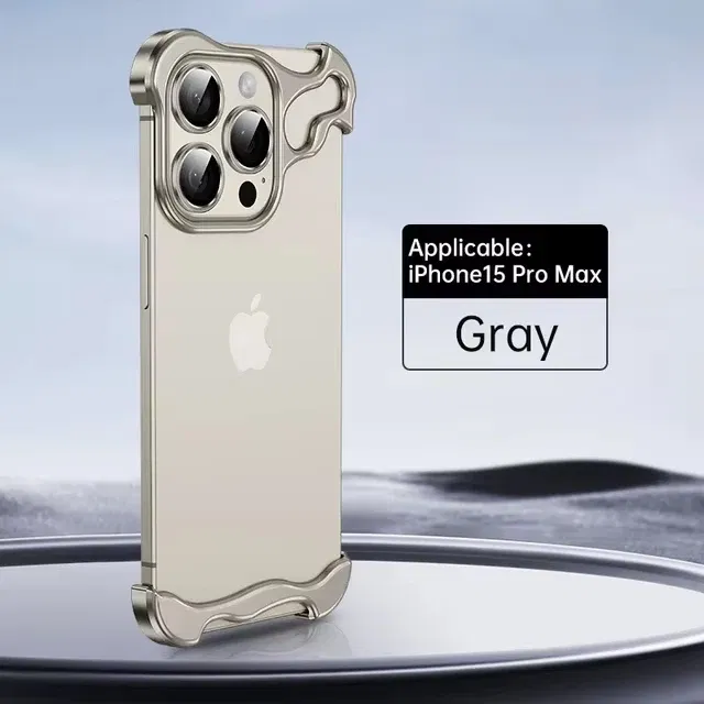 Color: WHITE, Material: Cotton Fabric - Aluminum Metal Rimless Phone Case for iPhone 16 15 14 Plus 13 12 Pro Max Lens Protective Film Hollow Logo Cooling Accessory Case