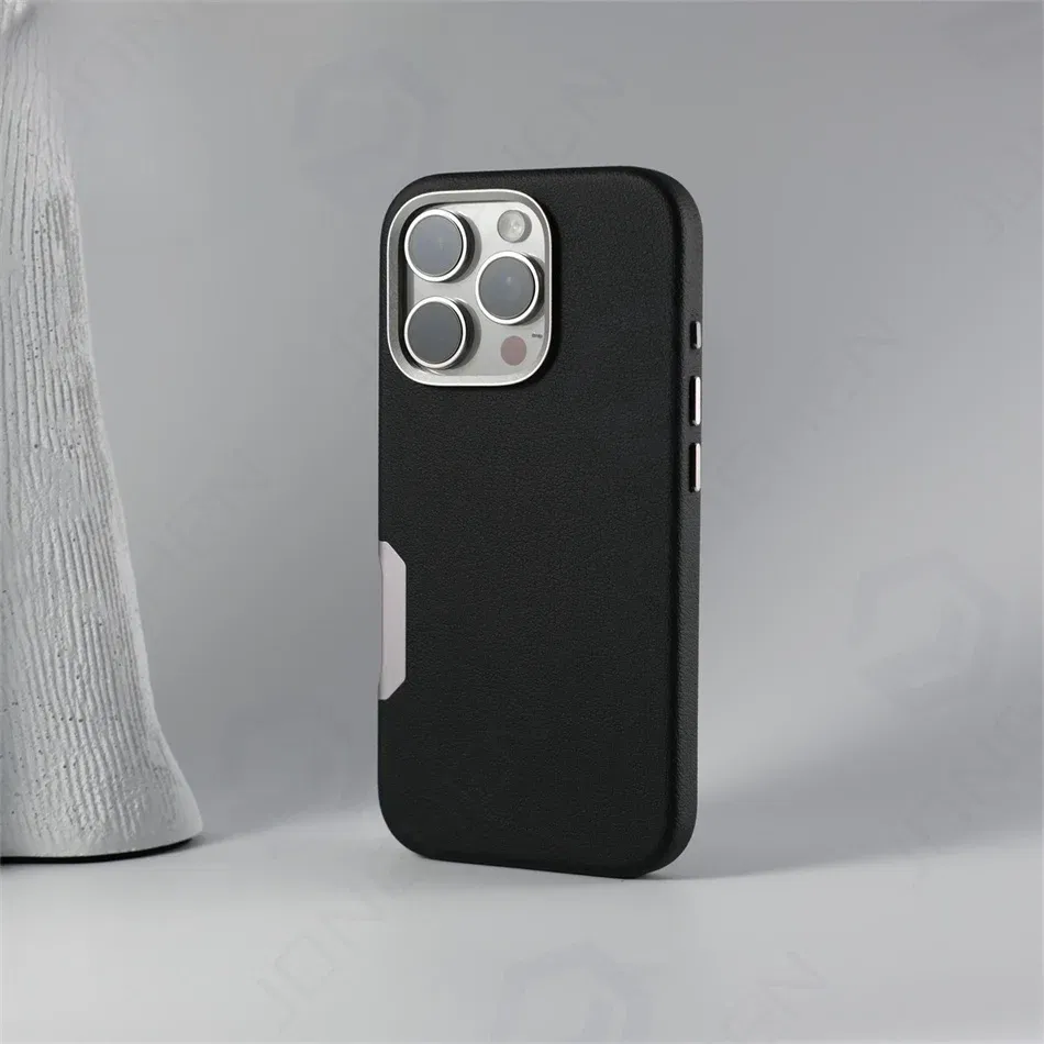 Color: SKY BLUE, Material: Silicon - Aluminium Camera Button For iPhone 16 Pro Max Case Solid Leather Alloy Len Magnetic Wireless Charge Shockproof Cover For Magsafe
