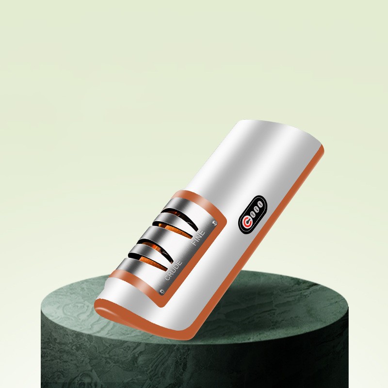USB Rechargeable Electric Knife Sharpener with Automatic Adjustability for Knives, Scissors