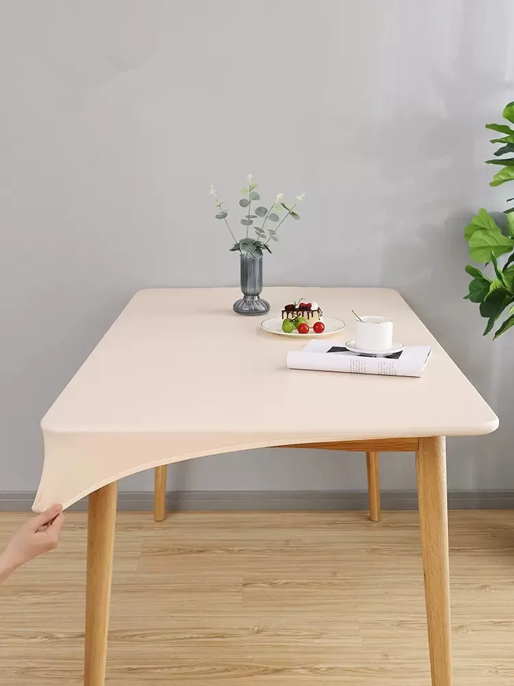 Color: Burgundy, Specification: 70*120cm - Solid color PU leather table cover fixable elastic tablecloth waterproof round square Table cloth custom table protector