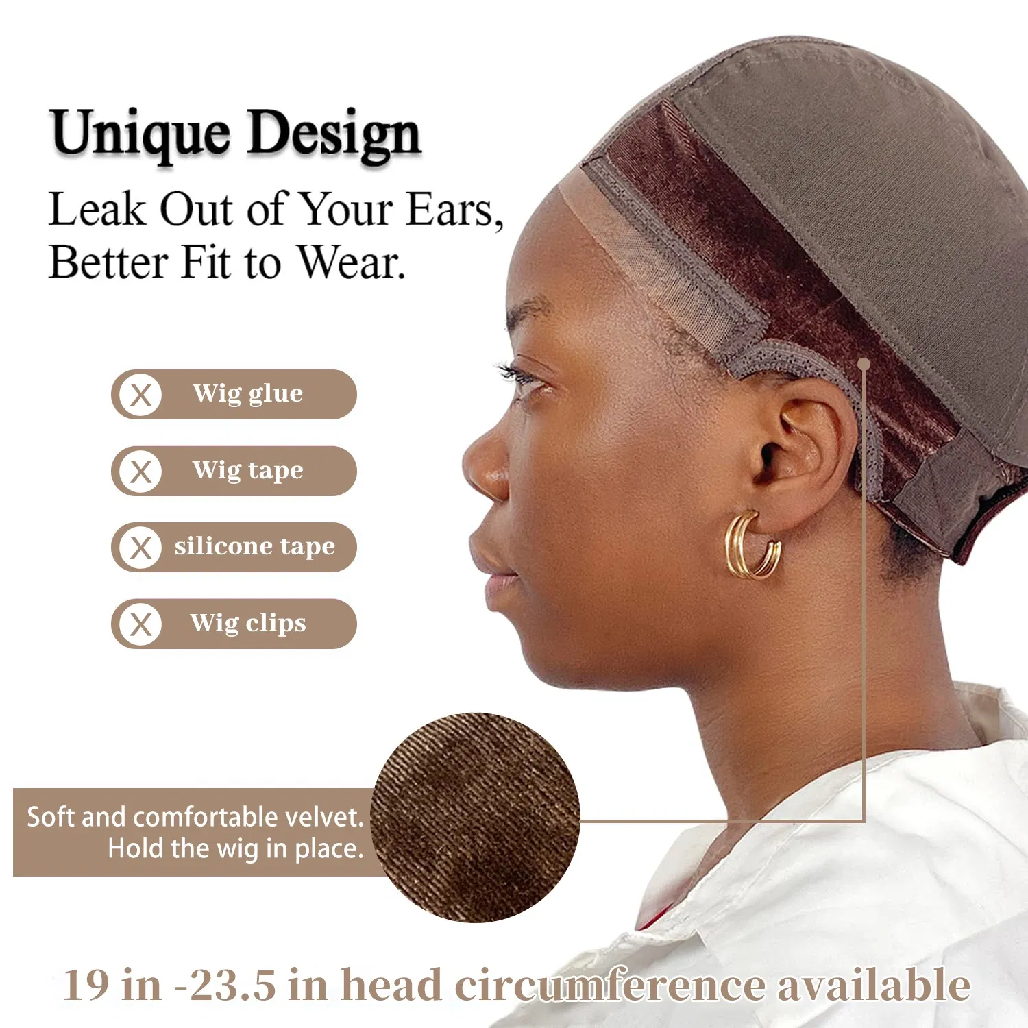 Color: Natural Black - Wig Cap with Grip Band for Keeping Wigs in Place, More Full Cap-wide Transparent Lace for Lace Front Wigs
