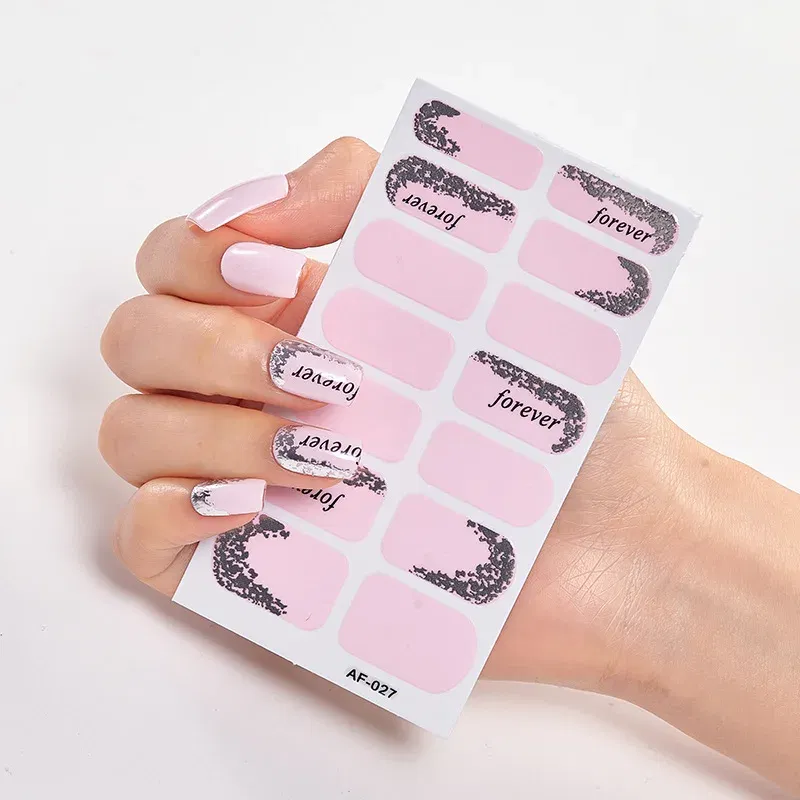 Color: WHITE - Nail Sticker Set Self Adhesive Nail Sticker Nail Strips Nailart Sticker Sticker For Nails Foil Nail Art Stickers 2020 Shiny