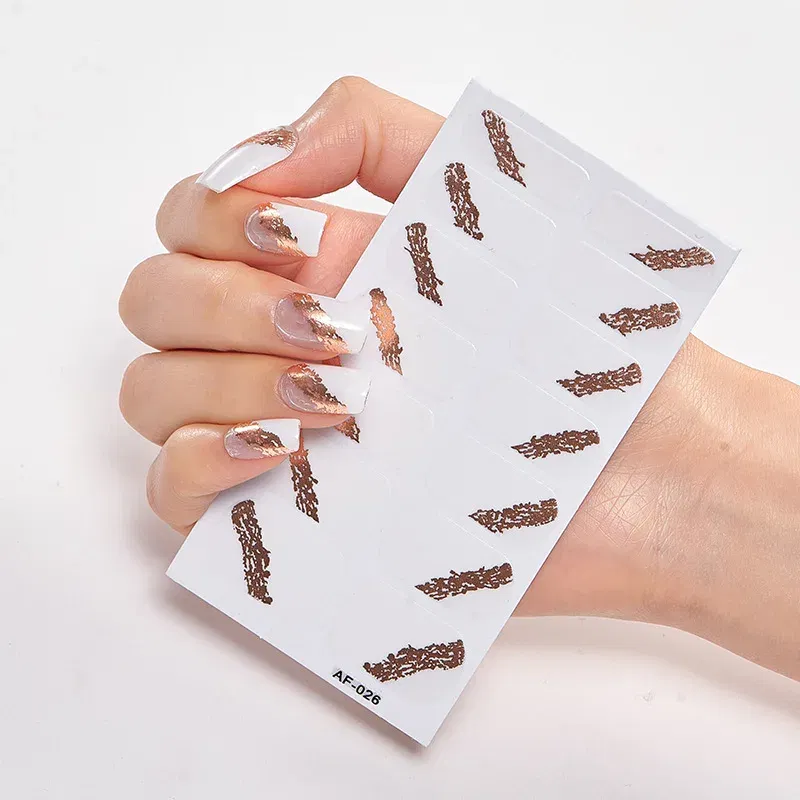Color: WHITE - Nail Sticker Set Self Adhesive Nail Sticker Nail Strips Nailart Sticker Sticker For Nails Foil Nail Art Stickers 2020 Shiny