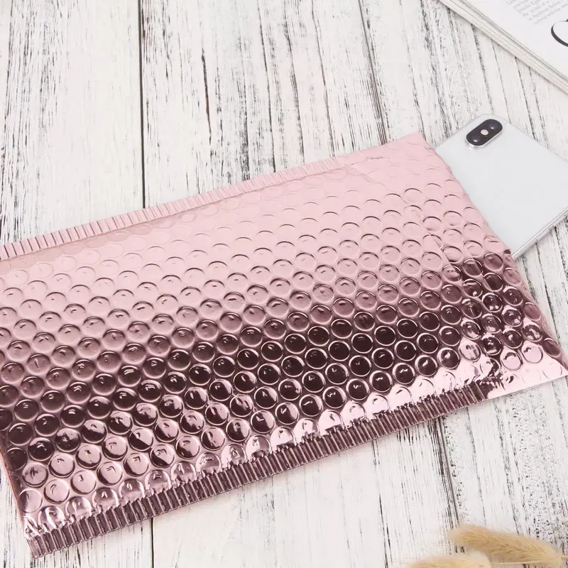 Color: Burgundy, Gift Box Size: 15.5x10.5x8.5cm, Gift Bag Size: 9x15cm - 10pcs Multi-Size Rose Gold Aluminum Foil Shipping Mailing Bags Waterproof Express Bubble Bags for Gift Packaging Envelope