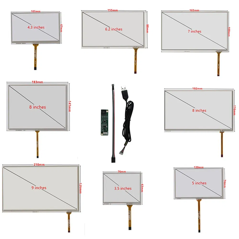 Color: Green - 3.5/4.3/5/6.2/7/8/9/10.1 Inch Raspberry Pi Industrial Equipment PC Car Resistance Digitizer Touch Screen Panel USB Driver Board