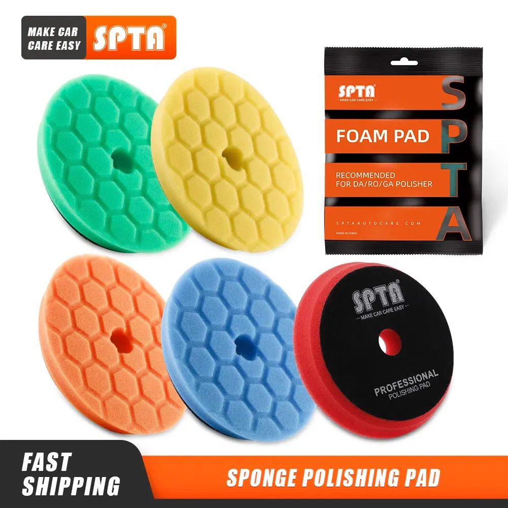 Color: Orange, Material: Wool Wheel, Ships From: CN - (Bulk Sales) SPTA 3"(80mm)/5"(125mm)/6"(150mm) Hex-Logic Car Sponge Polishing Buffing Pads For DA/RO/GA Auto Buffer Polisher