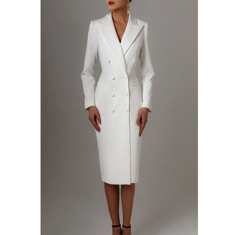 Color: PURPLE, Size: L - Women's Suit Long Blazer Double Breasted Jacket White Tuxedo Party Point Lapel Clothes спор?‚ивн?‹й кос?‚юм ?¶?µнск