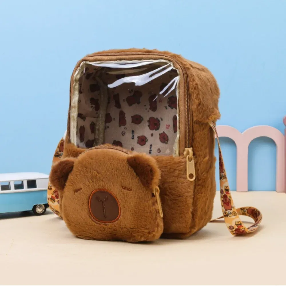 Color: SKY BLUE - Shoulder Bag Capybara Plush Backpack Animals Students School Bag Couple