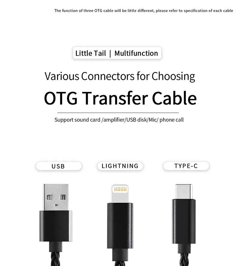 Color: SKY BLUE - JCALLY OT4 OTG multi-function adapter cable Light-ning TPYE-C USB  interface wire control for UP5 M3X UA2 ATOM LINK2 UA5 BEAM3S