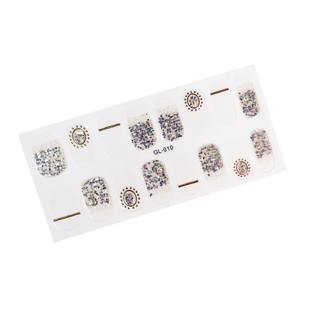 Color: black - 16 Tips/Sheet Patterned Nails With Creative Nail Polish Nail Art Stickers 2020 Temporary Tattoos Kids Full Cover Nail Stickers