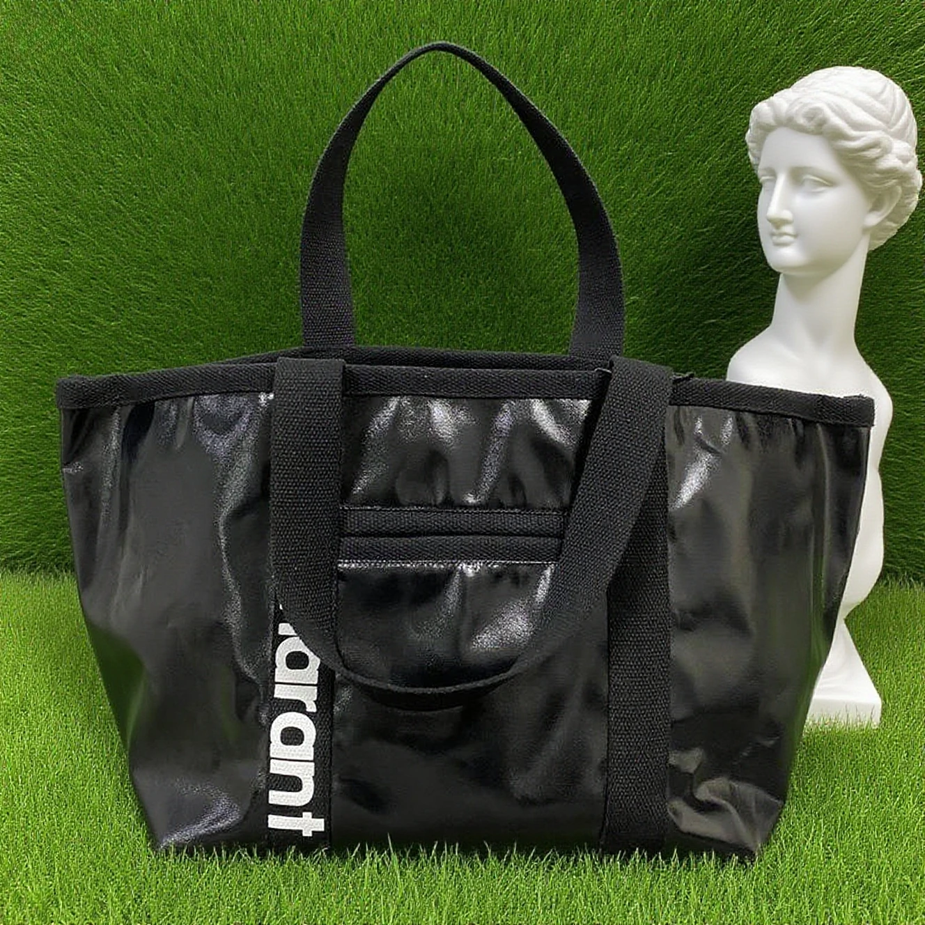 Multi-Function Mom Tote Bag - Waterproof Coated Canvas with Wipeable Interior, 10 Pockets & Key Fob