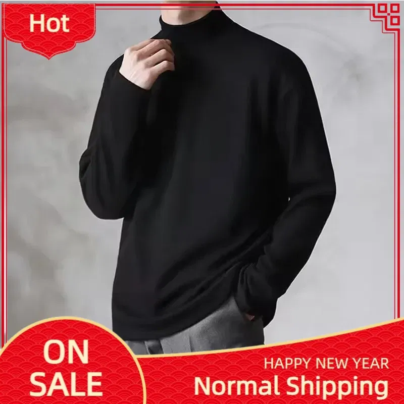 Color: SKY BLUE, Size: XXXL - Yasuk Spring Autumn Winter Solid Casual Plush Turtleneck Men's Loose Bottom Double Faced Velvet Sweater Simple Warm BigSize