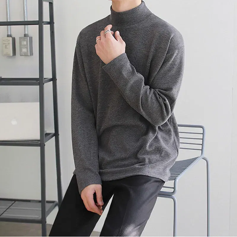 Color: SKY BLUE, Size: XXXL - Yasuk Spring Autumn Winter Solid Casual Plush Turtleneck Men's Loose Bottom Double Faced Velvet Sweater Simple Warm BigSize