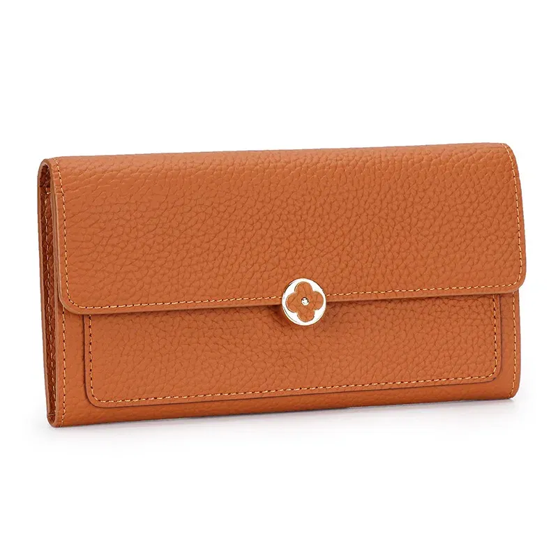 Color: Blue - Women's Wallet 2025 New Full Leather Long Wallet Cross-border First Layer Cowhide Women's Long Clip Leather Clutch Pouch