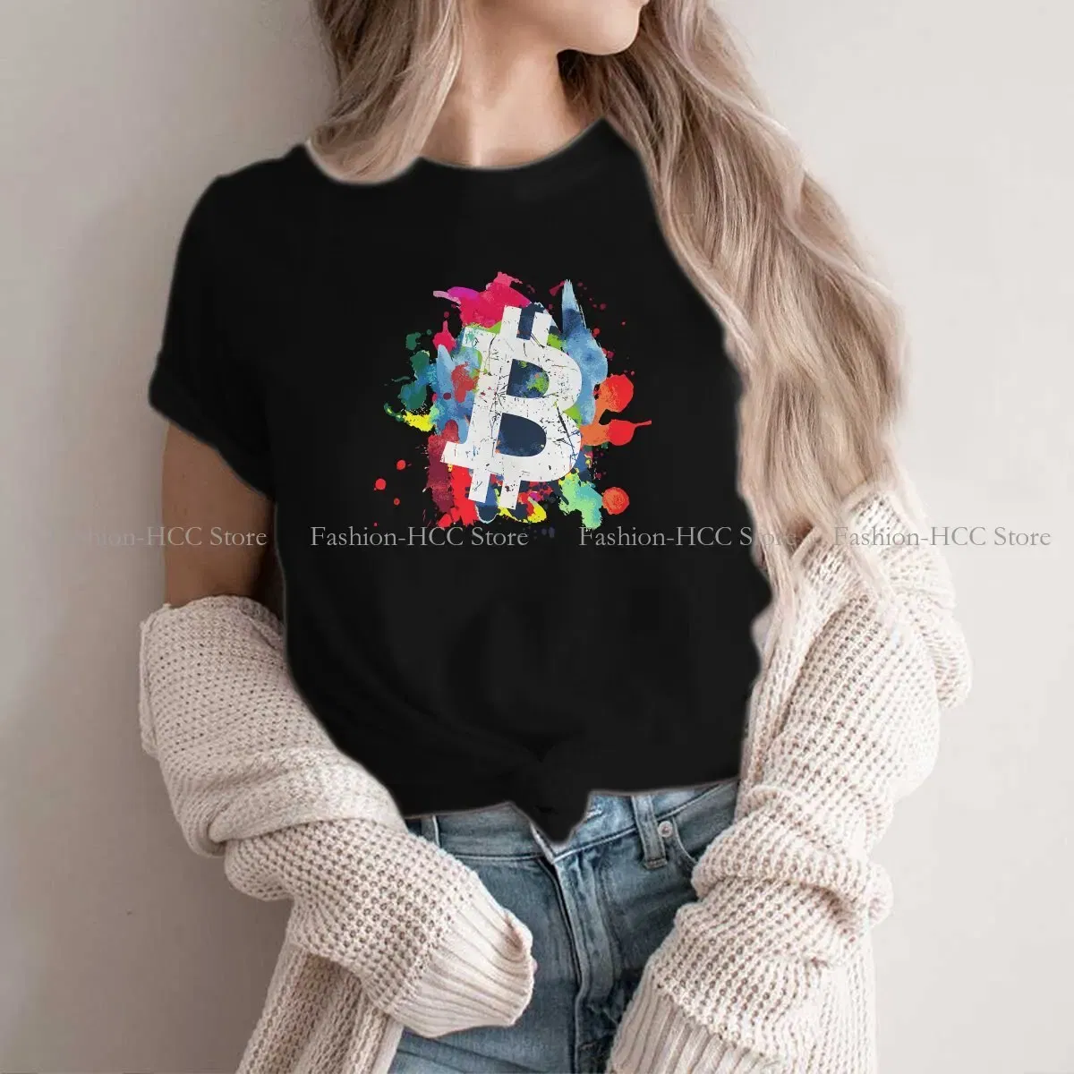 Color: black, Size: XXL - Bitcoin Polyester TShirts Art Personalize Men's T Shirt Funny Clothing