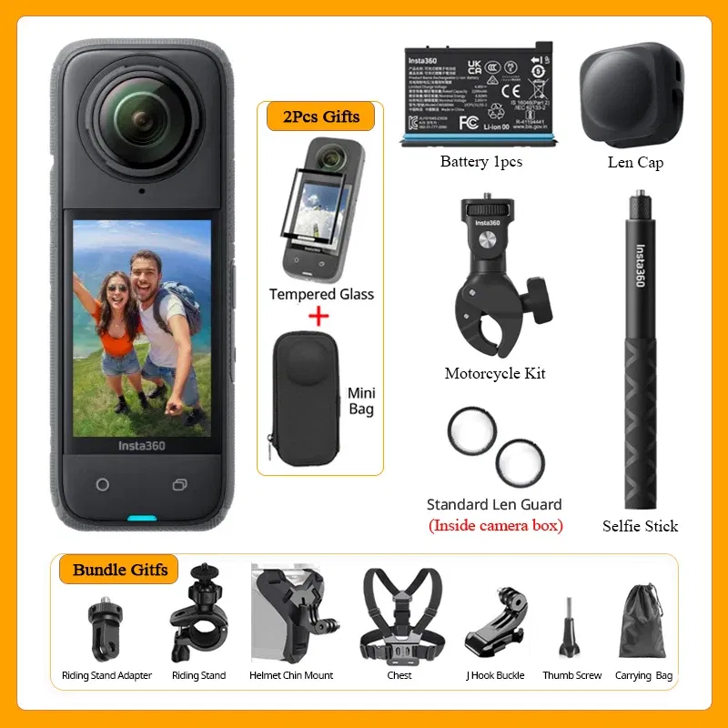 Bundle: Bundle3, Color: Blue, Ships From: CHINA - Top Insta360 X4 Now arrival 8K Waterproof 360 Action Camera, 4K Wide-Angle Video 2290mAh Battery Insta360 X4 Sport Camera