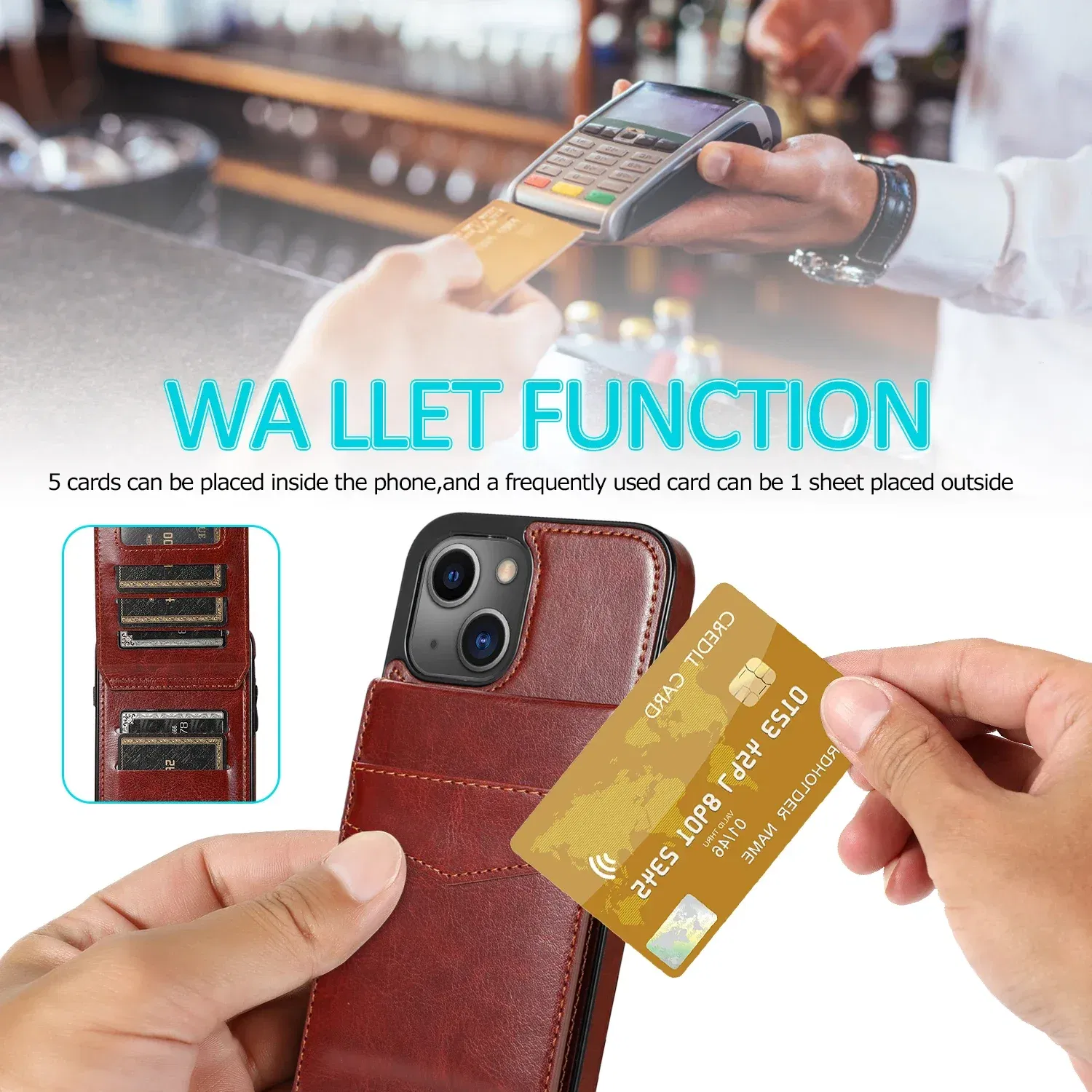 Color: Beige, Material: Artificial Leather - Faux Leather Wallet Kickstand Phone Case for IPhone 13 12 Mini 16E 16 15 14 11 Pro Max X XR XS 7 8 Plus Case with Credit Card
