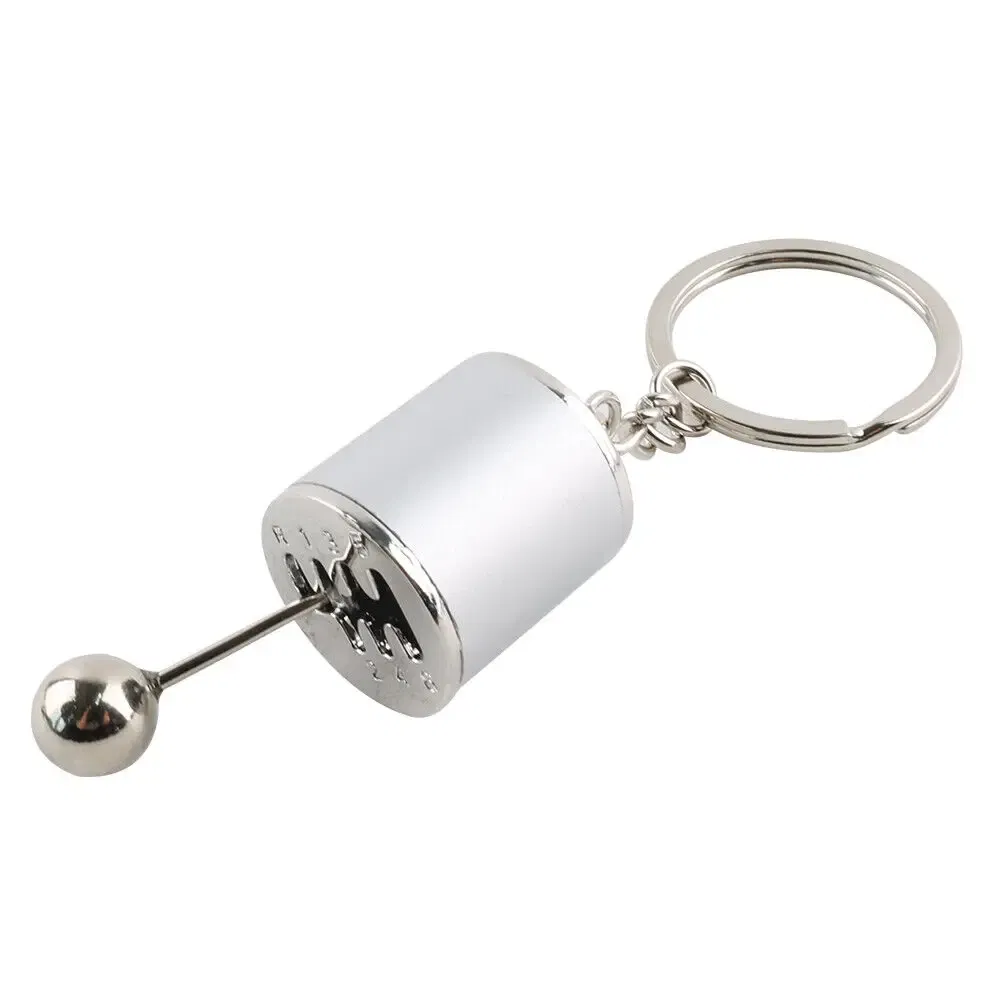 Color Name: Black - Aluminum Shiftable Gear Shift Knob Stick Box 6-Speed Shifter Style Keychain Ring