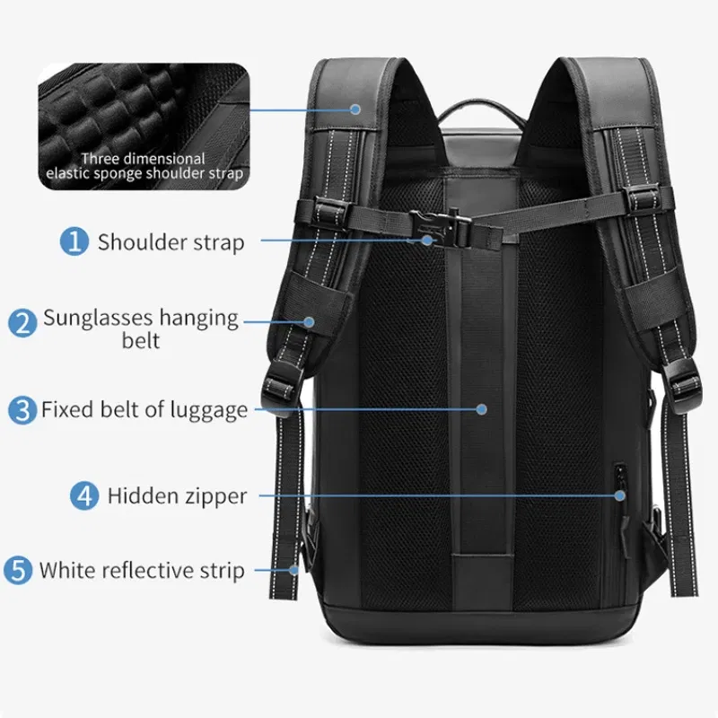 Color: Pink - Airback Vacuum Compression Backpack with Vacuum Pump 60L Expandable Travel Backpack for Men Women Airline Approved Business Bag