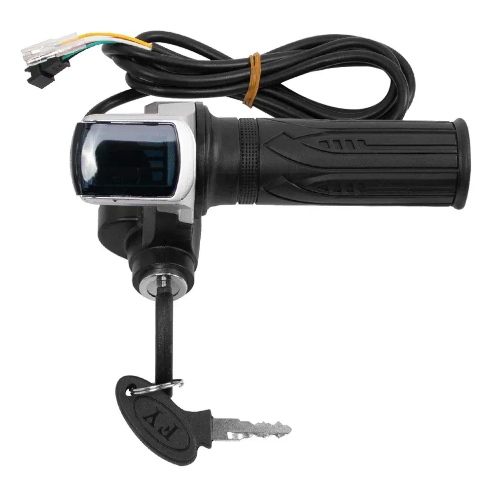 Color: light green - Throttle Grip E-bike Handlebar with Lock Ebike 36V 48V 60V Electric Bicycle Scooter Accelerator Power Indicator Key LED Display