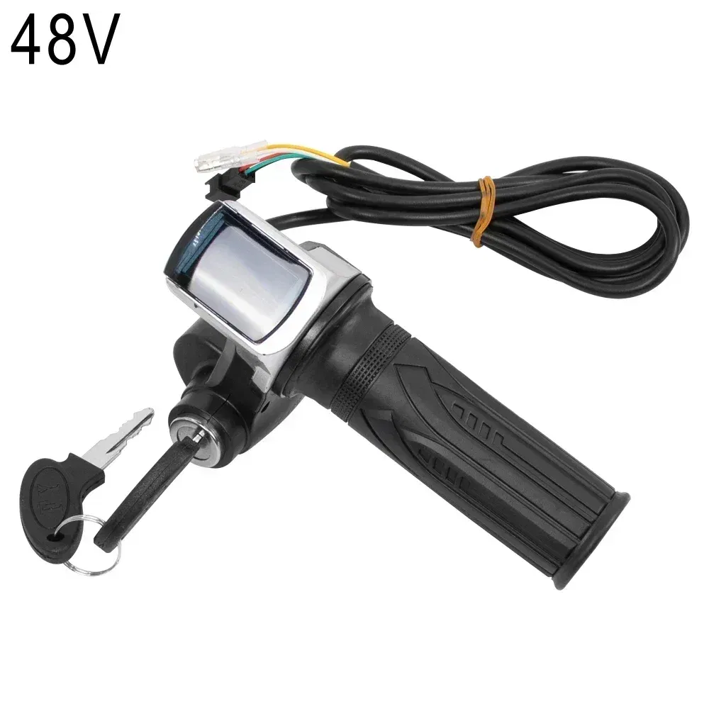 Color: light green - Throttle Grip E-bike Handlebar with Lock Ebike 36V 48V 60V Electric Bicycle Scooter Accelerator Power Indicator Key LED Display