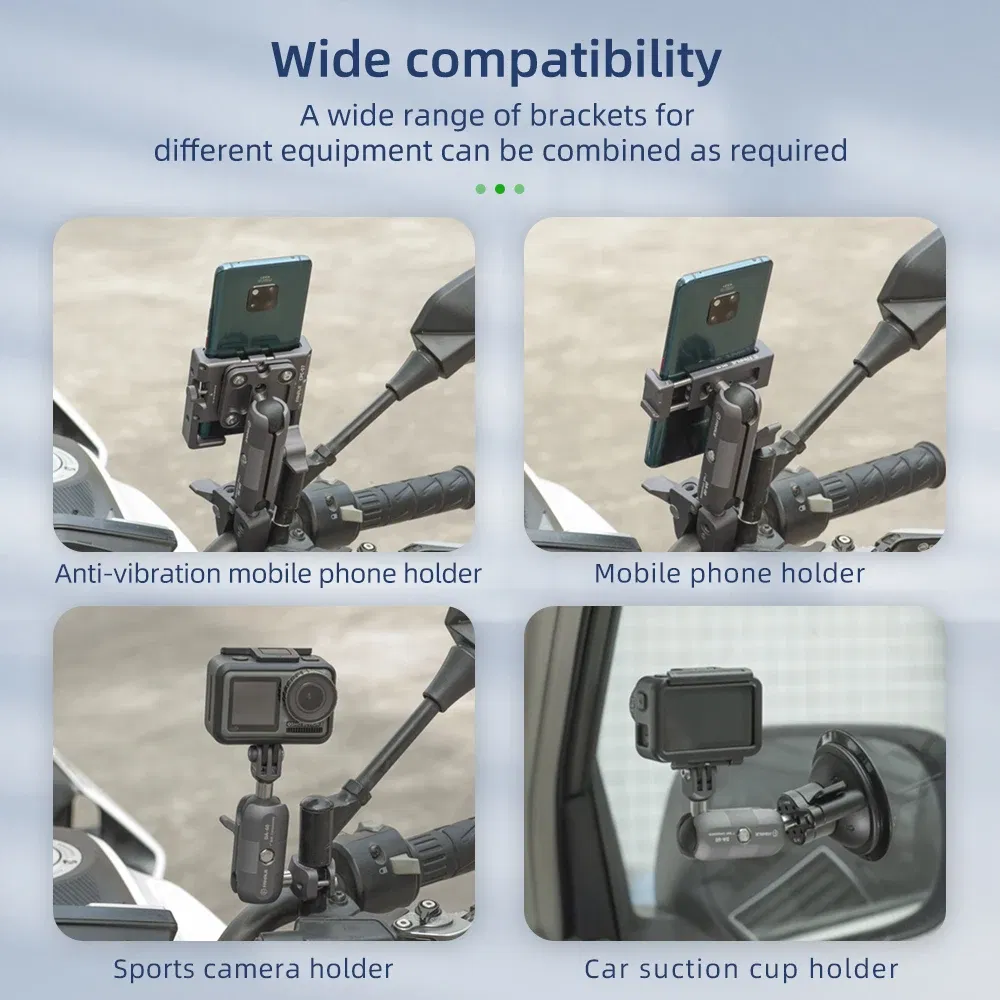 Color: Green - FANAUE Aluminum Alloy Double Socket Arm 25 mm/1 Inch Ball Head Holder Mount Clamp for Bicycle Motorcycle Camera for RAM MOUNTS