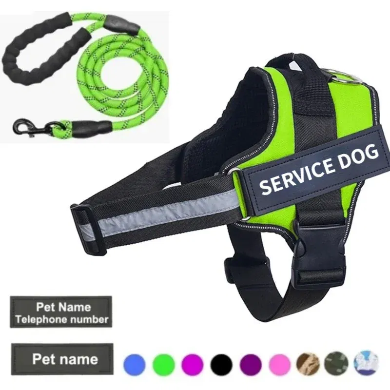 Color: GRAY, Size: S - Custom Dog Harness Reflective and Breathable Adjustable Tank Top Free Personalized Name Label Pet leash Set