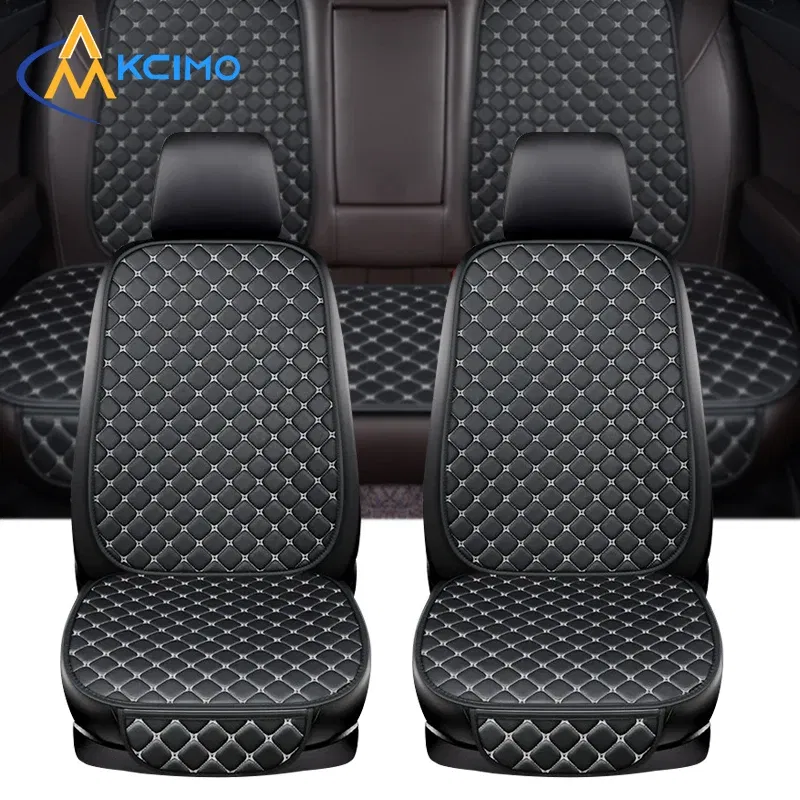 Color Name: WHITE - Car Seat Cover PU Leather Universal Seat Cushion Minimalism Auto Chair Protective Cover Auto Protector Pad with Storage Pocket