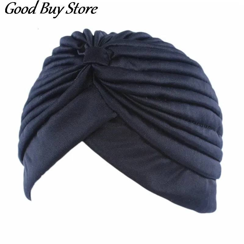 Color: dark ginger - Solid Color Turban Hat Women Muslim Stretch Hijabs Hats Islamic Underscarf Head Wrap Cap Female Plain Headwear Headband Soft