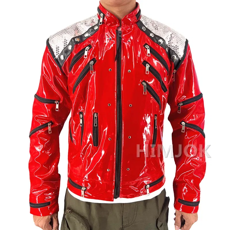 Color: Red, Size: S - Michael Jackson Costumes Jacket Beat It for Adults Cosplay Impersonate Halloween Christmas