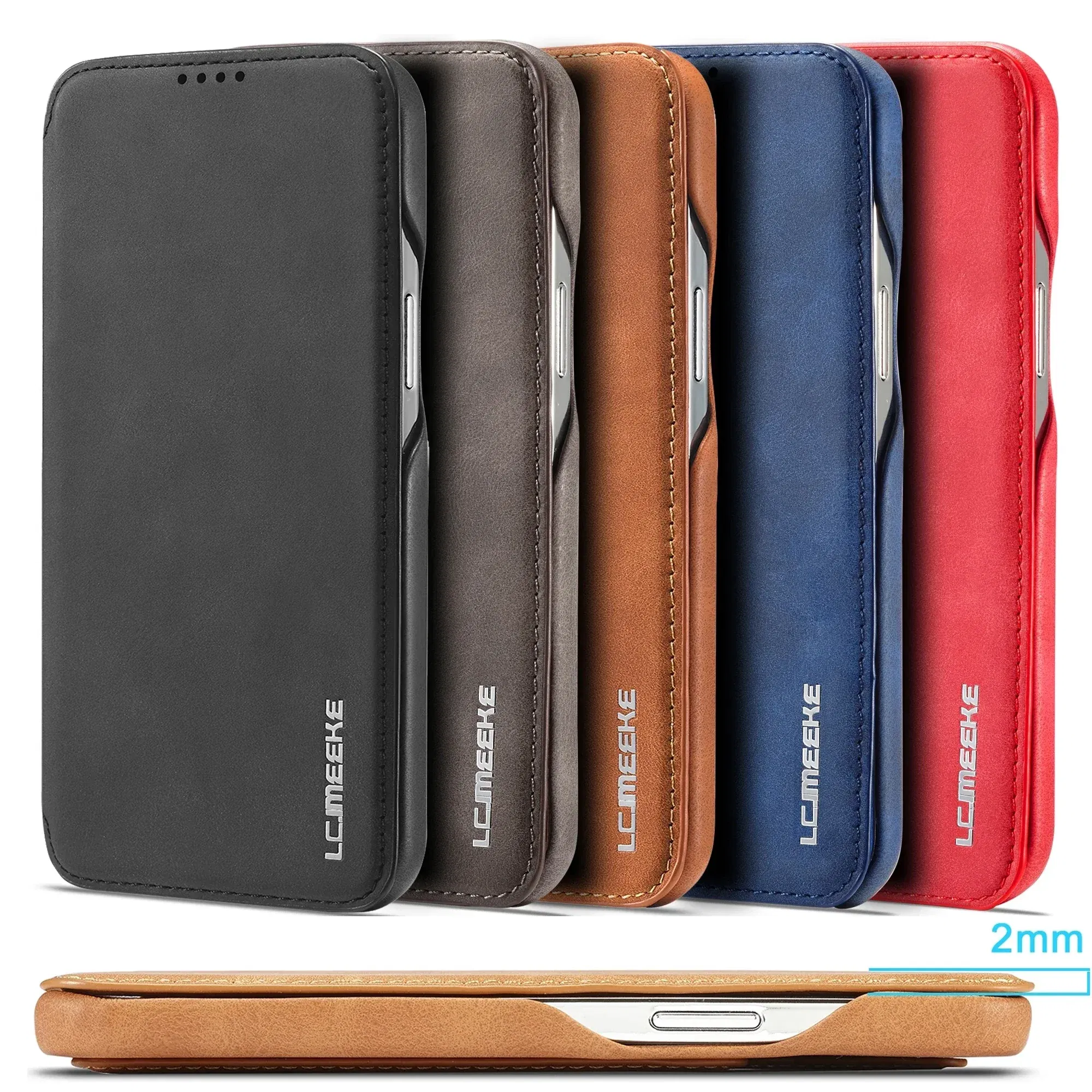 Color: Coffee, Compatibility by Model: iPhone 14 Pro Max - Leather Flip Wallet Phone Cover for IPhone 17E 14 15 16 Pro Max 13 12 Mini 11 XS X XR 8 7 Plus SE 2022 Slim Card Slots Book Bag