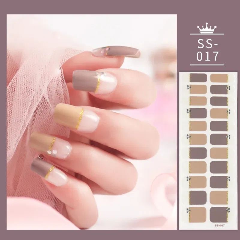 Color: Dark Grey - 22 Tips Blue and White Shiny Speckles Nail Art Sticker Full Cover Nail Stickers Last Update Nail Wraps Lot Sticker for Nails