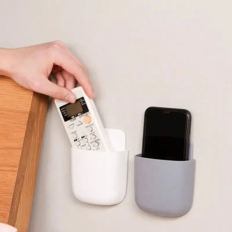 Color: Yellow - White Wall Hanging Storage Box Household Living Room Conditioner Remote Control Bedside Phone Storage Holder Organizer Box Shelf