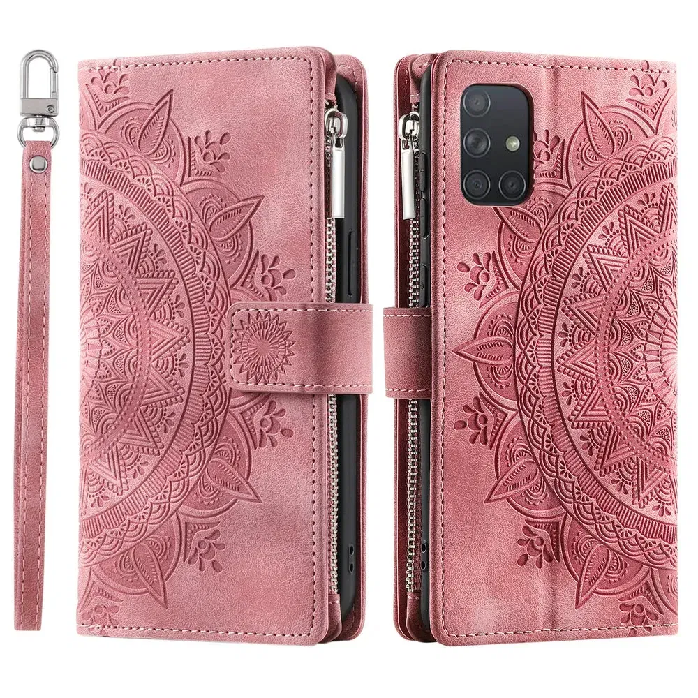 Color: Black Green, Material: Plastic - CrossBody Strap Zipper Wallet Coque for Samsung Galaxy A71 A51 A50 A41 A21S A30 A70 A50S A20 A31 A30S A10 A20E A 51 70 Flip Case