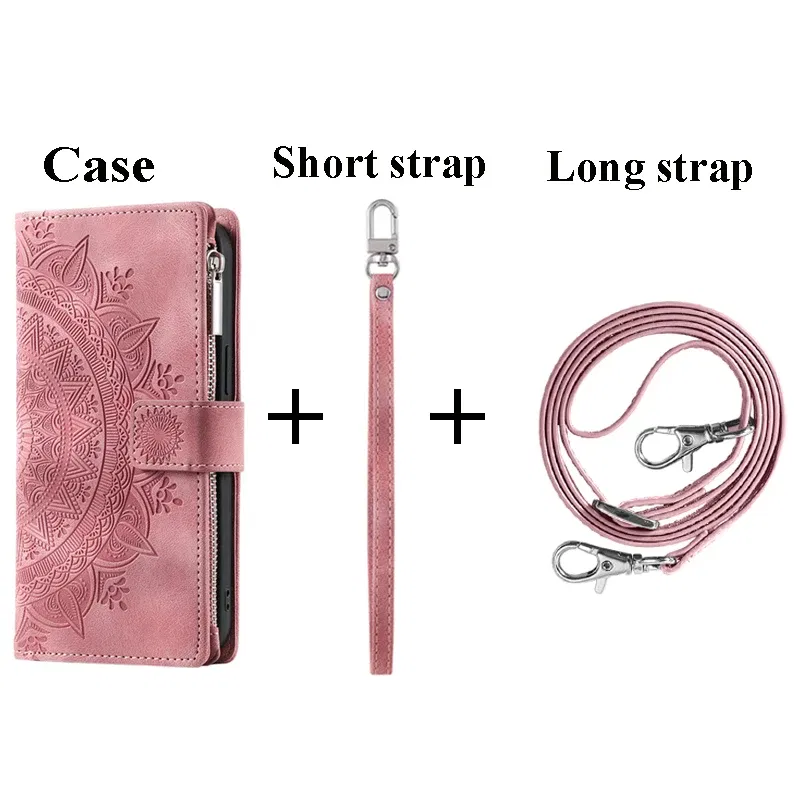 Color: Black Green, Material: Plastic - CrossBody Strap Zipper Wallet Coque for Samsung Galaxy A71 A51 A50 A41 A21S A30 A70 A50S A20 A31 A30S A10 A20E A 51 70 Flip Case