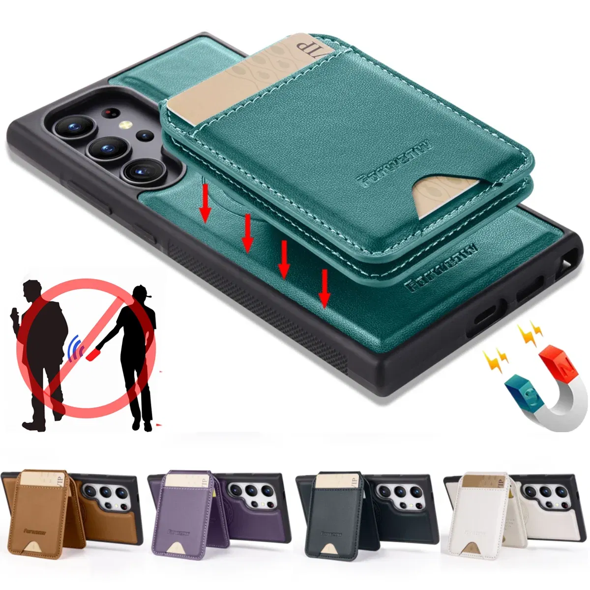 Color: black, Compatibility by Model: Galaxy Note20 - Leather Case For Samsung Galaxy A16 A36 A56 A55 A35 A15 A25 S25 S24 Ultra S23 S22 Plus + 2 in 1 Detachable Vertical Wallet Cover