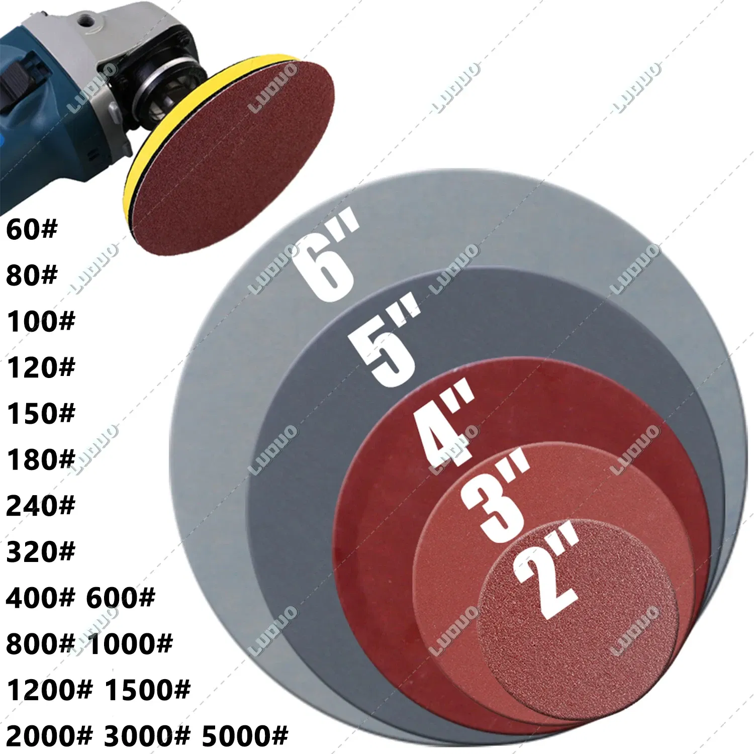 Color: WHITE, Ships From: CHINA, Model: 2000 - 2 3 4 5 6 Inch Round Sandpaper Disk Abrasive Polish Pad Plate Sanding Sheet Polishing Kit Grit Paper Discs Grit 60-5000
