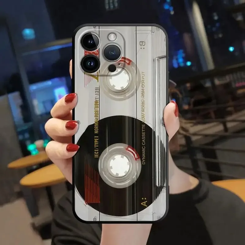 Color: Blue, Material: POLYESTER - Phone Case For Apple iPhone 11 12 13 14 15 16 Pro 7 XR X XS Max 8 Plus SE 2022 Phone Cover Shell Magnetic Radio Tape Cassette