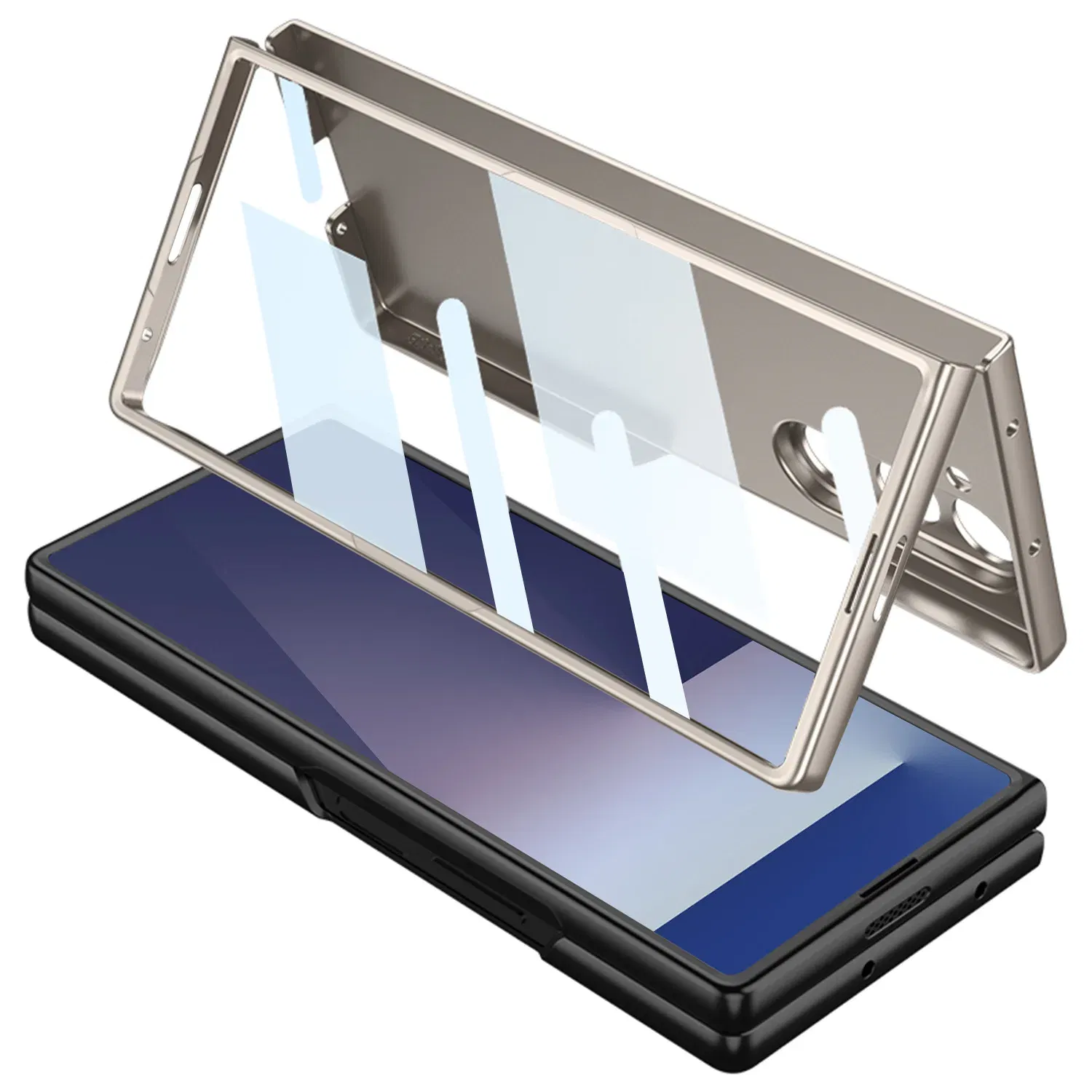 Color: Clear, Compatibility by Model: Galaxy Z Fold7 - Shockproof Armor Plastic Phone Case for Samsung Galaxy Z Fold 7 Outer Screen Glass Protective Matte Cover for Galaxy Z Fold 7