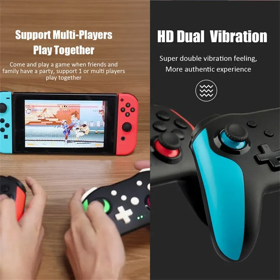 Color: Orange - GAMINJA NS009 Bluetooth Game Controller Wireless Gamepad For Nintendo Switch Console PS3 PC Windows 7 10 Dual Vibration Joystick