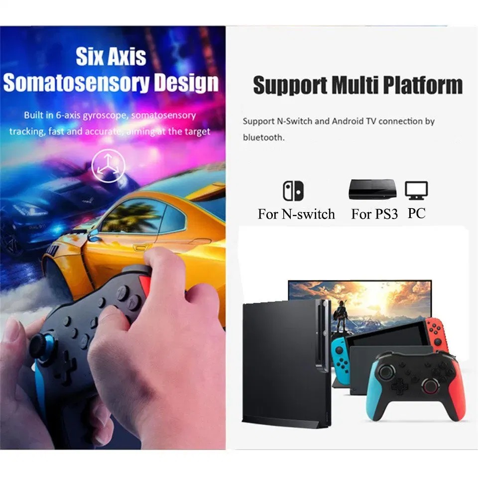 Color: Orange - GAMINJA NS009 Bluetooth Game Controller Wireless Gamepad For Nintendo Switch Console PS3 PC Windows 7 10 Dual Vibration Joystick