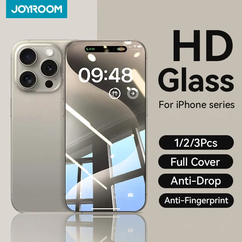 Bundle: Bundle6, Material: pet - Joyroom 1/2/3pcs Tempered Glass For iPhone 16 15 14 13 12 11 Pro Max Screen Protector For iPhone 16 Full Screen Protective Glass