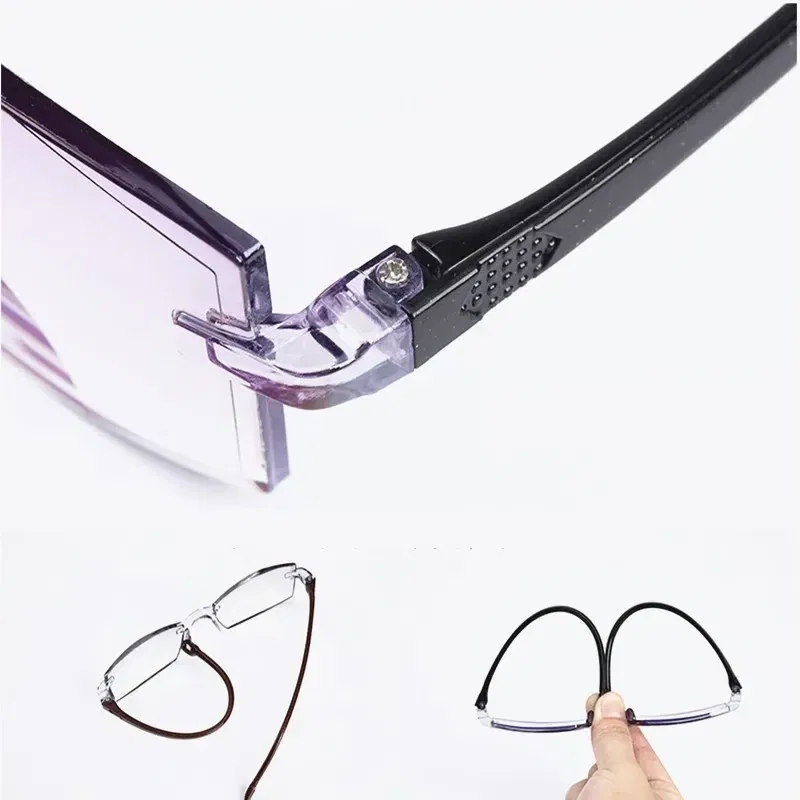 Eye Prescription: +250, Frame Color: green - New Blue Light Blocking Scratch Resistant Bifocal Reading Glasses for Both Men Women Universal Frameless Design Power 0 To +4.0