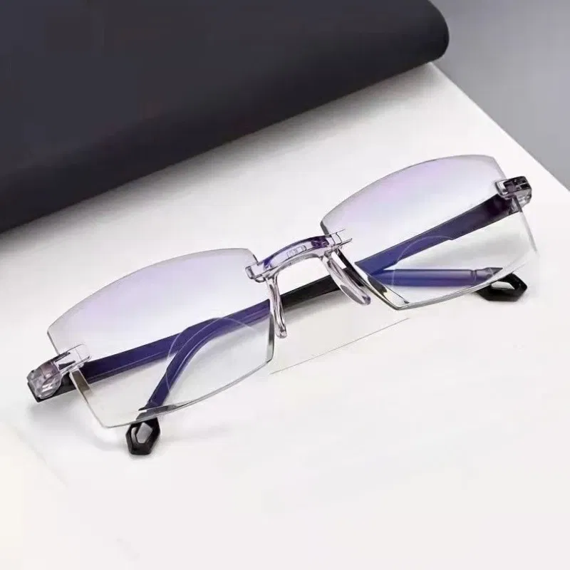Eye Prescription: +250, Frame Color: green - New Blue Light Blocking Scratch Resistant Bifocal Reading Glasses for Both Men Women Universal Frameless Design Power 0 To +4.0