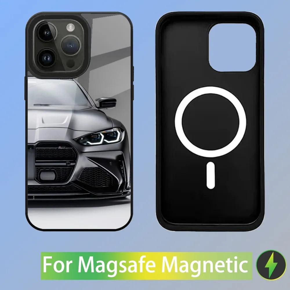 Color: Clear, Material: CANVAS - Cool Sport Car B-BMW Phone Case For iPhone 16,15,14,13,12,11,Plus,Pro,Max Mini Magsafe Magnetic Wireless Charging