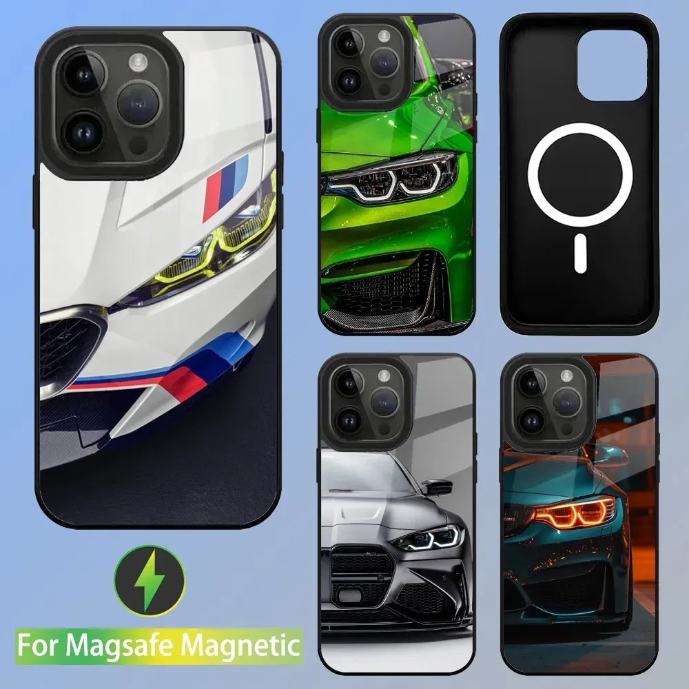 Color: Clear, Material: CANVAS - Cool Sport Car B-BMW Phone Case For iPhone 16,15,14,13,12,11,Plus,Pro,Max Mini Magsafe Magnetic Wireless Charging
