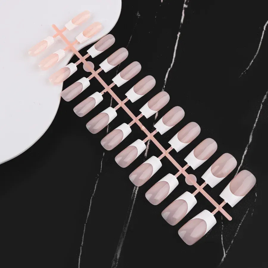 Color: Yellow - 24PCS Square Head Matte False Nails Ballet Detachable Full Cover Artificial Fingernails Frosted Press Glue on Fake Nail Tips