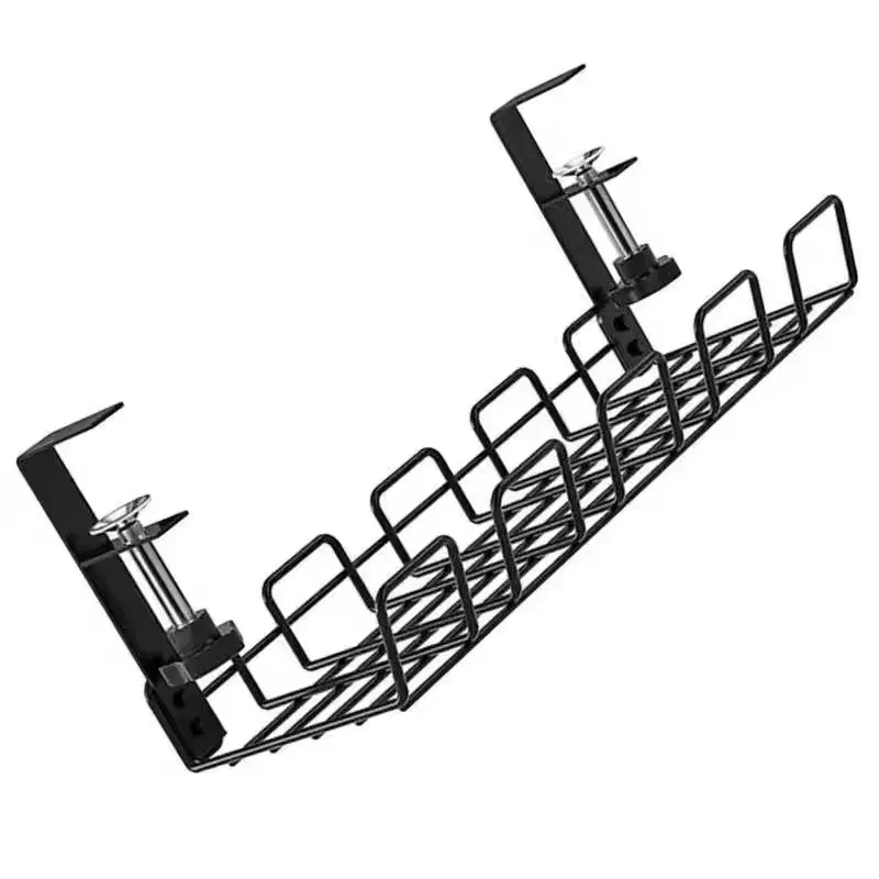 Under Table Storage Rack Metal Cable Management Tray Home Office Desk Wire Organizer No Punching Kitchen Storage Accessories